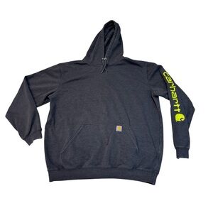 Carhartt Men’s Gray Loose Fit Neon Logo Hoodie Sweatshirt K288 XL Tall